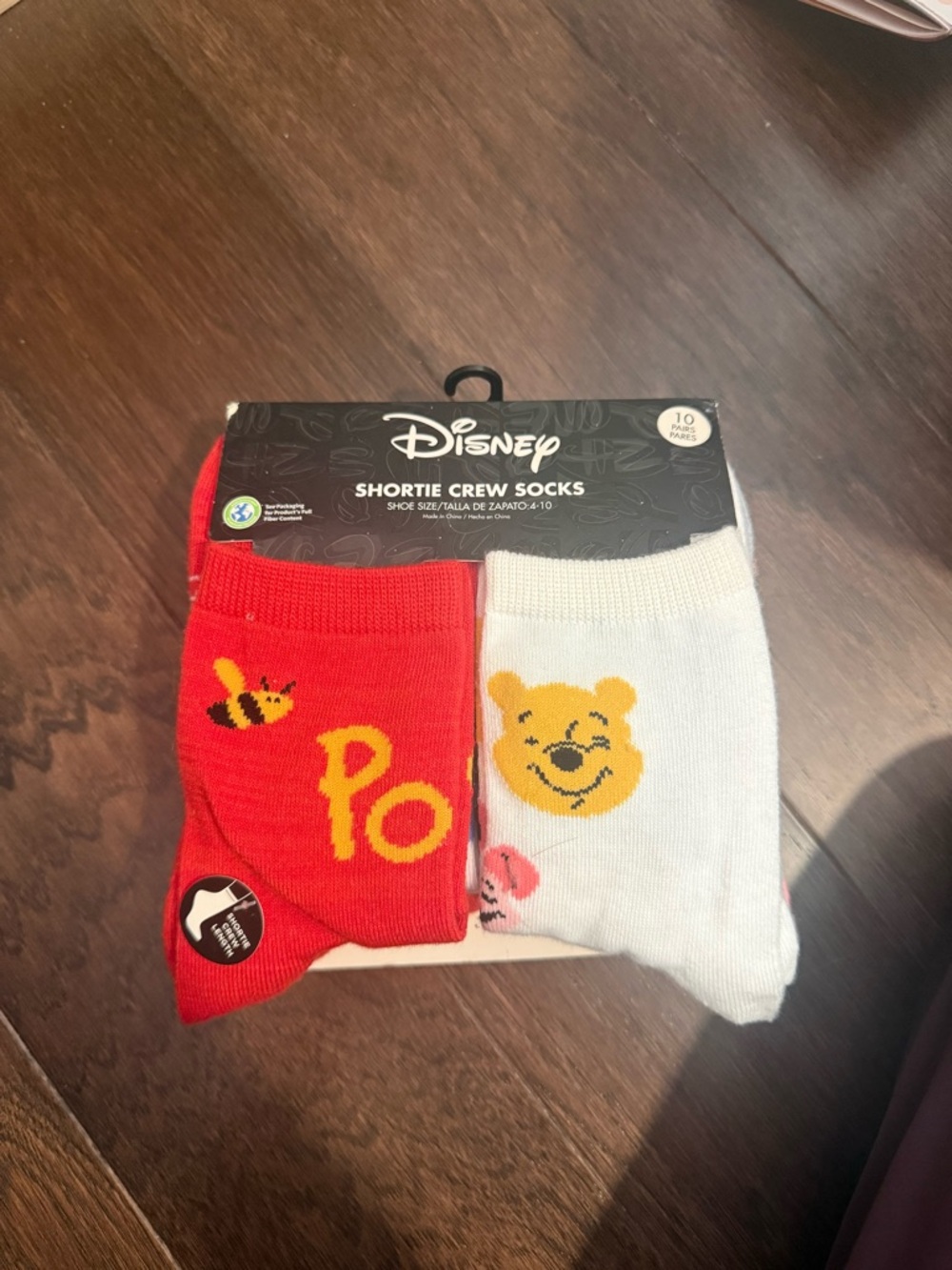 Disney Winnie the Pooh Women's Graphic Crew Socks, 10-Pack, Sizes 4-10